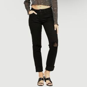Judy Blue Slim Fit Mid Rise 88137 Ripped Knee Black Jeans, Women’s Size 1/25